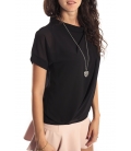 Miss Miss by Valentina Shirt/Bluose + necklace 7700Q BLACK new