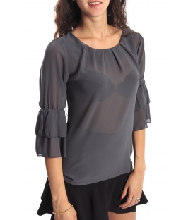 Miss Miss by Valentina Shirt/Bluose + necklace 1329 GREY new