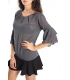 Miss Miss by Valentina Shirt/Bluose + necklace 1329 GREY new