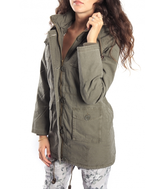 PLEASE Parka with zip, hood and fur inside GREEN K40360001 NEW