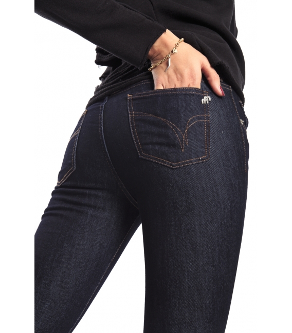 MISS MISS by Valentina Jeans slim fit with zip BA239 DARK DENIM new