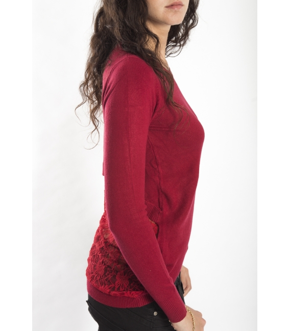 SLIDE OF LIFE jersey with lace RED NEW
