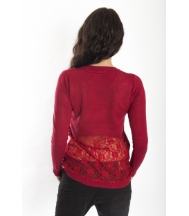 SLIDE OF LIFE jersey with lace RED NEW