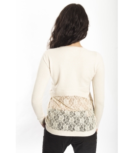 SLIDE OF LIFE jersey with lace BEIGE NEW