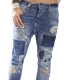 PLEASE jeans boyfriend baggy with zip patches + rips P38GBQ2UW DENIM NEW