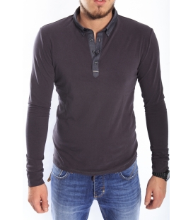 ANTONY MORATO Maglia con collo a camicia ANTRACITE MMKL00136 NEW