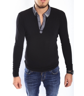 ANTONY MORATO Maglia con collo a camicia NERO MMKL00131 NEW