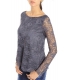 DENNY ROSE Blouse in lace with buttons GREY 51DR41003 FALL/WINTER 14-15 NEW