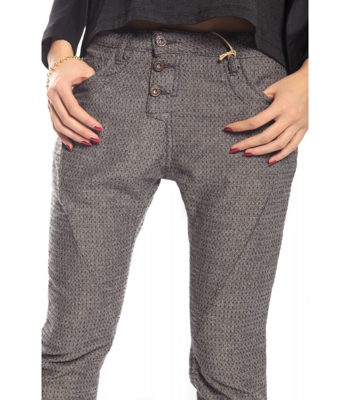 PLEASE jeans boyfriend baggy 3 buttons BEIGE/GREY with wool P78AEC9LZ NEW | Weite Hosen