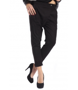 MARYLEY Pantalone boyfriend baggy con bottoni NERO B450H FALL/WINTER 14-15 MADE IN ITALY