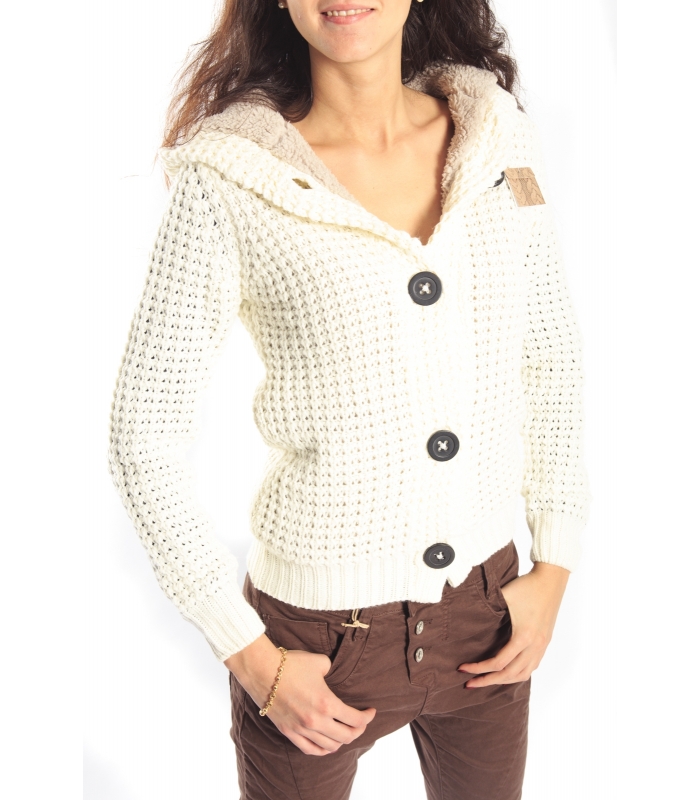 ALCOTT felpa con cappuccio pelo interno e dett.orecchie BEIGE