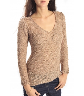 SUSY MIX Pullover with paillettes BEIGE/PINK Art. 028 FALL/WINTER 14-15