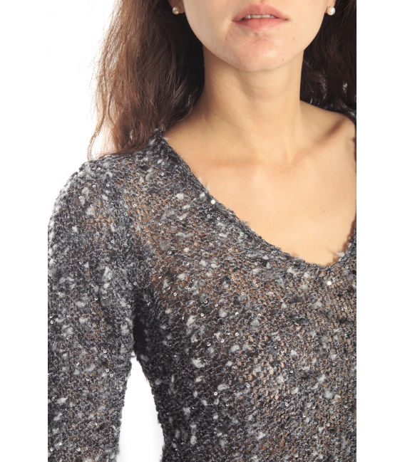 SUSY MIX Pullover with paillettes GREY/BLACK Art. 028 FALL/WINTER 14-15