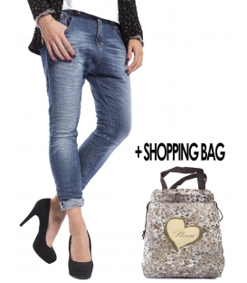 PLEASE P38 JEANS BOYFRIEND BAGGY with zip+ SHOPPING BAG DENIM 2015