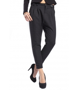 IMPERIAL Pants boyfriend baggy in wool GREY/BLACK P41873028 NEW