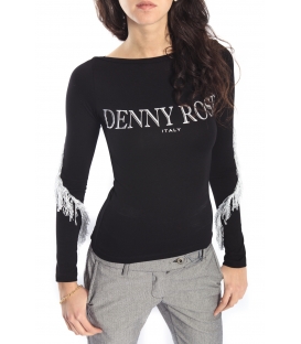 DENNY ROSE Maglia con stampa e frange NERO 51DR62004 FALL/WINTER 14-15 NEW