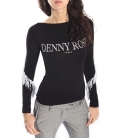 DENNY ROSE Jersey with print and fringes BLACK 51DR62004 FALL/WINTER 14-15 NEW