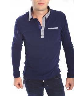 ANTONY MORATO Maglia con collo a camicia BLU MMRL00130 NEW 