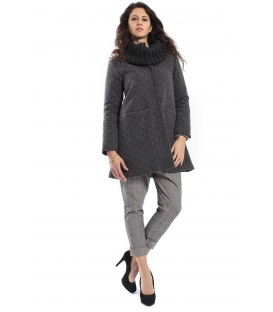 PLEASE Cappotto coat in wool with detachable neck GREY J908H204 NEW