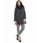 PLEASE Coat in wool with detachable neck GREY J908H204 NEW