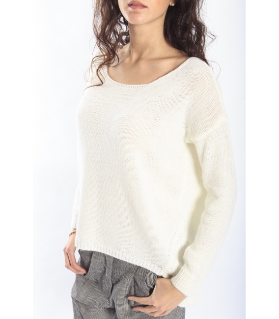 PLEASE Maxi maglia sweater PANNA M37008001 NEW