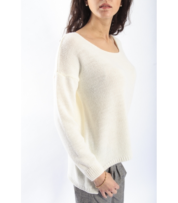 PLEASE Maxi maglia sweater PANNA M37008001 NEW