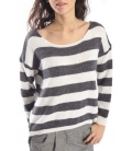PLEASE Maxi sweater with stripes ANTRACITE/PANNA M37008000 NEW