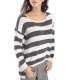 PLEASE Maxi maglia sweater with stripes ANTRACITE/PANNA M37008000 NEW