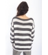 PLEASE Maxi maglia sweater with stripes ANTRACITE/PANNA M37008000 NEW