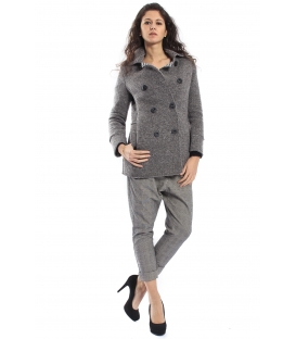 PLEASE Cappotto coat with buttons GREY V46920044 NEW