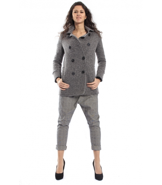 PLEASE Cappotto coat with buttons GREY V46920044 NEW