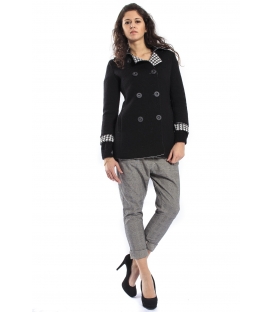 PLEASE Cappotto coat with buttons BLACK V46920044 NEW