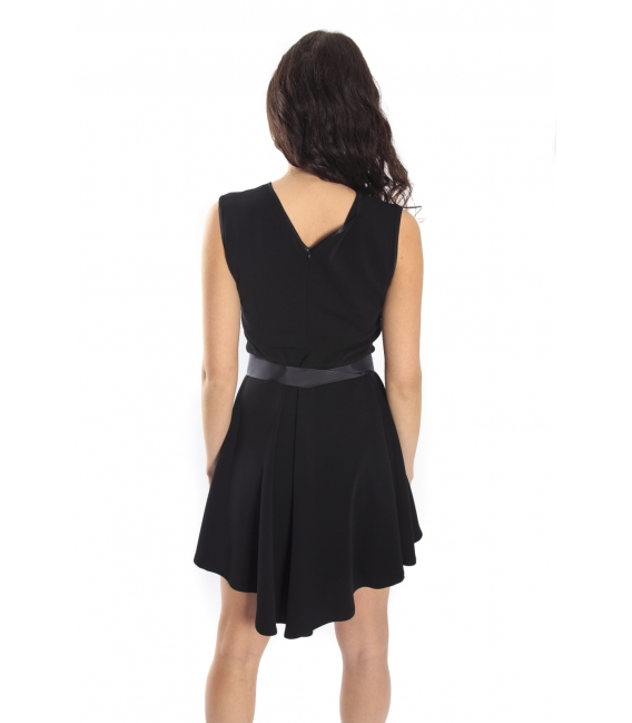 DENNY ROSE Dress with eco-leather details +bow BLACK 51DR12004 FALL/WINTER 14-15 NEW