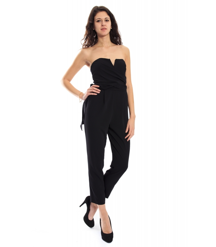 DENNY ROSE Tuta con nastro e scollo NERO 51DR22000 FALL WINTER 14 15 NEW