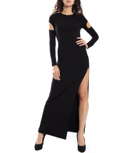 DENNY ROSE Long dress with split BLACK 51DR12019 WINTER 14-15 NEW