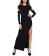 DENNY ROSE Long dress with split BLACK 51DR12019 WINTER 14-15 NEW