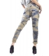 MARYLEY Jeans boyfriend baggy Camouflage VERDE/BLU Art. B543 MADE IN ITALY