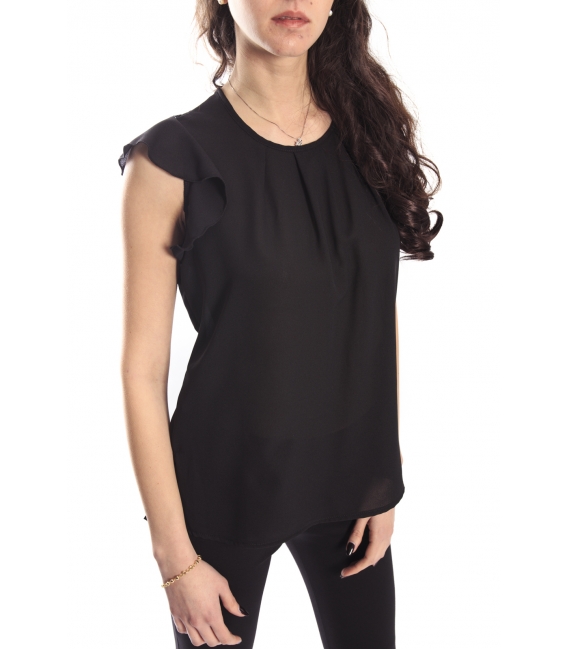 RINASCIMENTO T-shirt Top with lace BLACK Art. CFC0012703002 NEW
