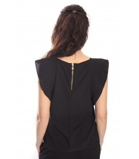 RINASCIMENTO T-shirt Top with zip BLACK Art. CFC0012770002 NEW