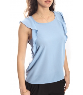 RINASCIMENTO T-shirt Top with zip LIGHT BLUE Art. CFC0012770002 NEW