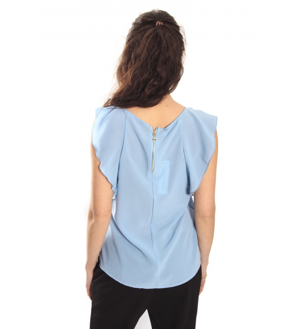 RINASCIMENTO T-shirt Top with zip LIGHT BLUE Art. CFC0012770002 NEW