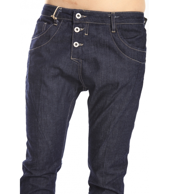 PLEASE jeans boyfriend baggy 3 buttons DARK DENIM + 3D P78DARKDENIM